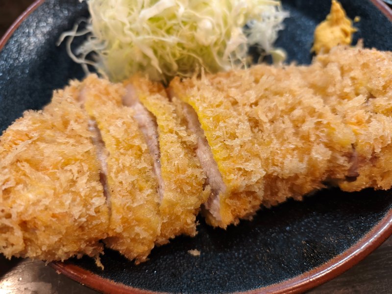 衣のついたとんかつを近くから。