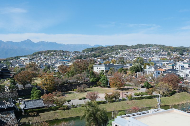高い視点から見渡す、城の周辺。